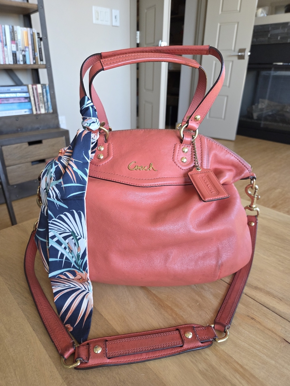 Coach Ashley Coral Leather Satchel
